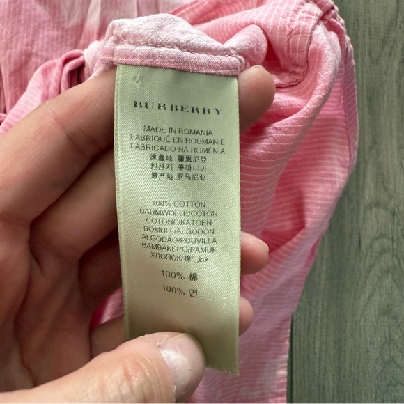 Burberry Brit Cowgirl Pink Pinstripe Distressed Bleach Upcycled Top - Picture 6 of 6